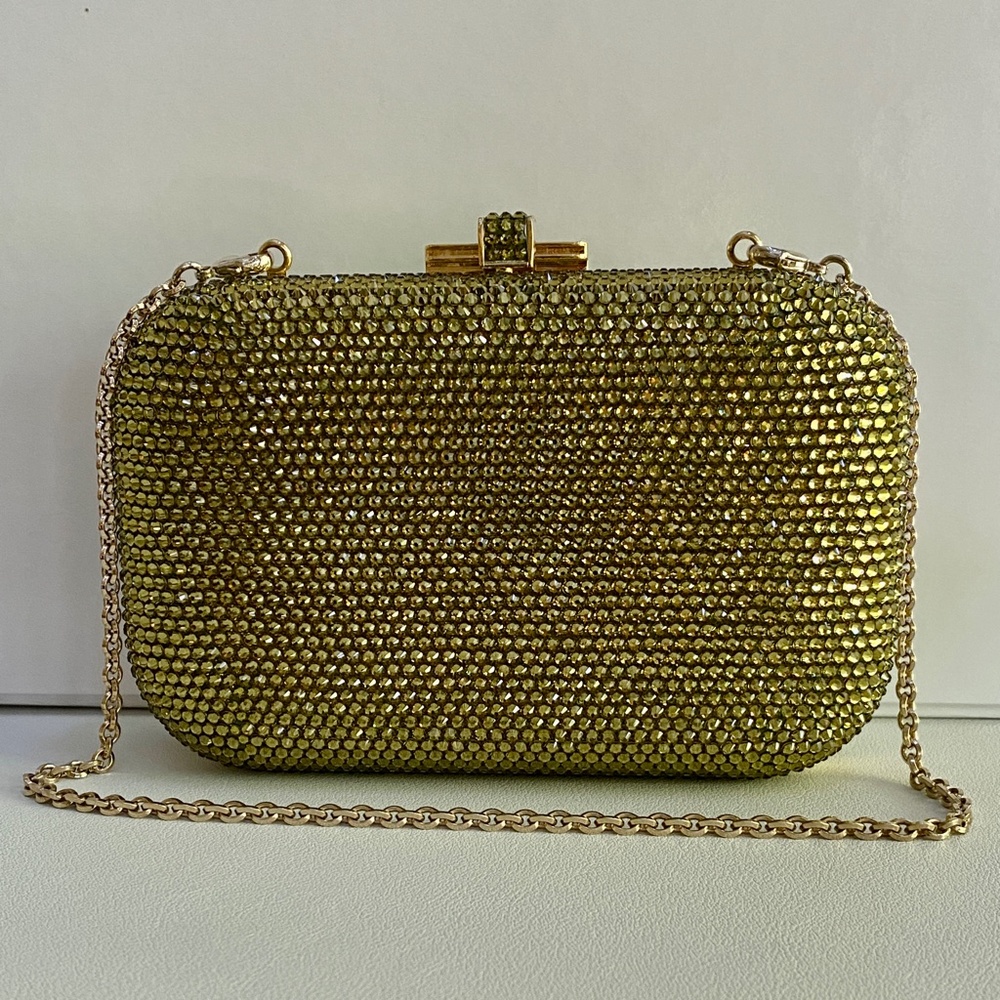 Judith Leiber Moss Green Couture Crystal Slide-Lock Bag NEW - Picture 6 of 16